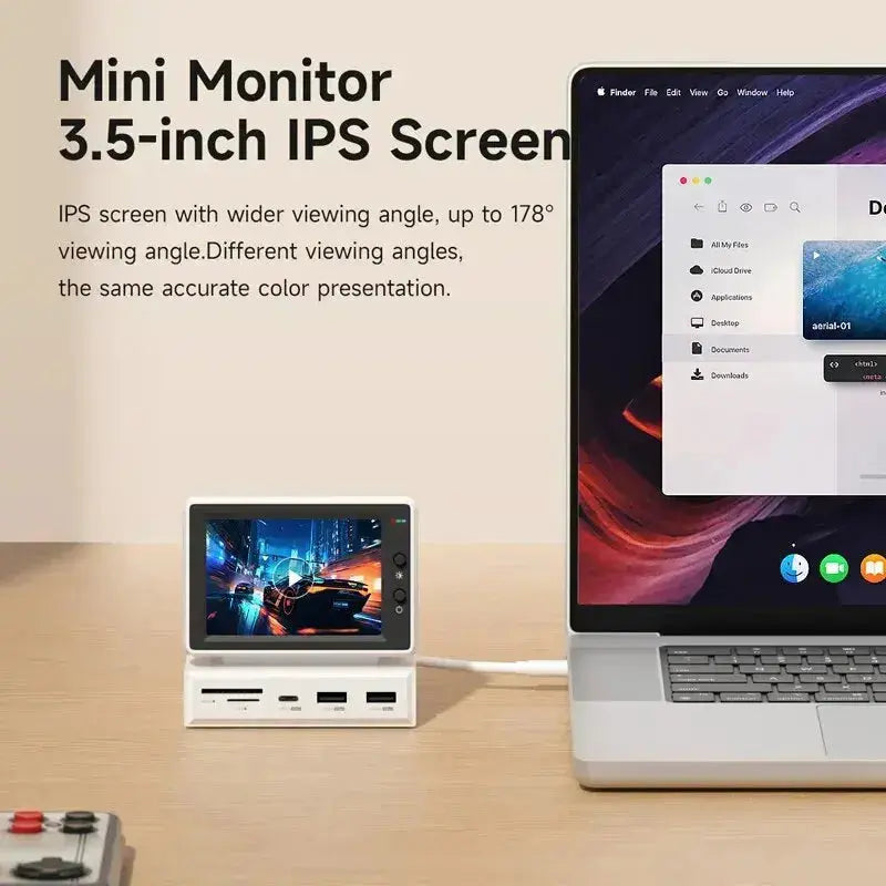 Mini Screen – 3.5-Inch Data Monitor for CPU, RAM & HDD with USB-C Hub Viralhuntz