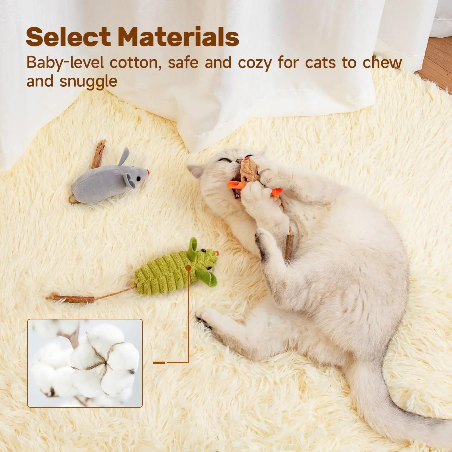 Potaroma Cat Toys 3Pcs Squeak Mice, Mouse-shaped cat toys Potaroma Pet