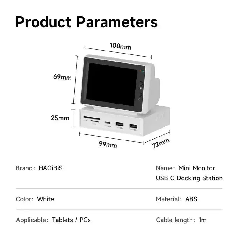 Mini Screen – 3.5-Inch Data Monitor for CPU, RAM & HDD with USB-C Hub Viralhuntz